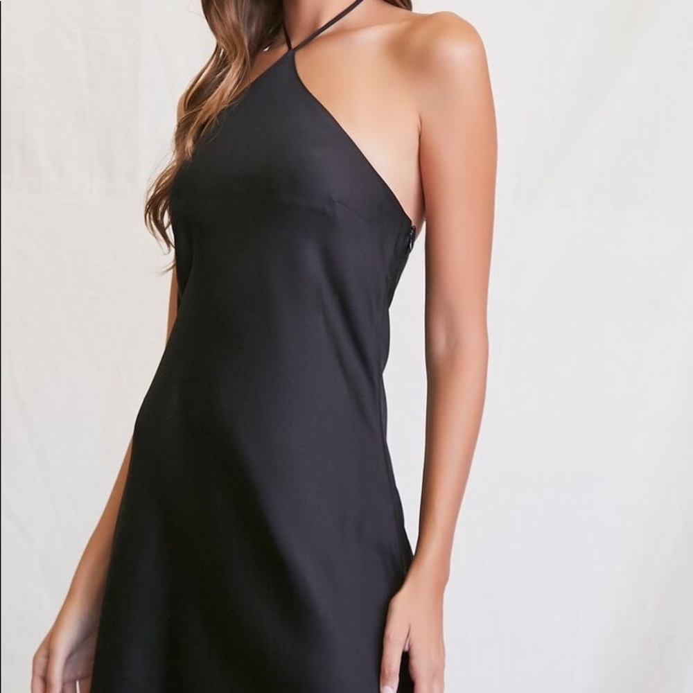 Forever 21 Satin Halter Slip Dress - color is BROWN! Not black!